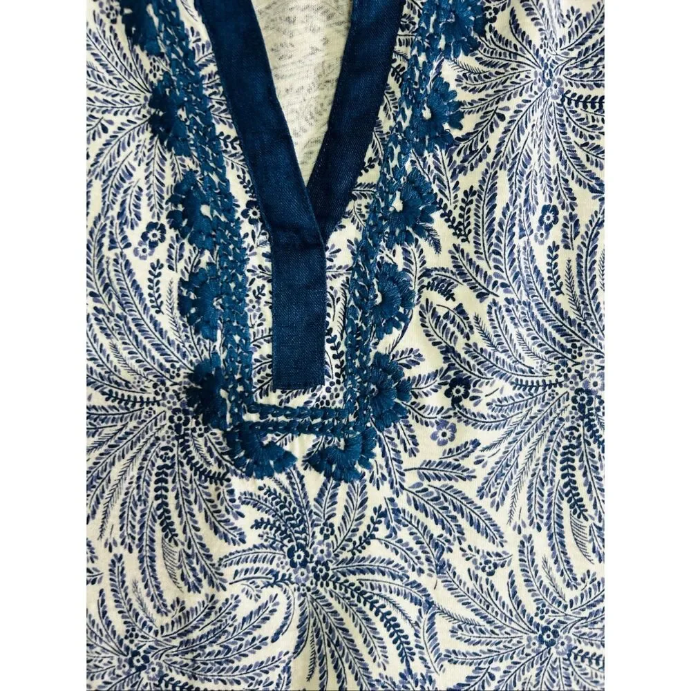 Tommy Bahama Medium Swing Summer Tank Dress Floral Hawaiian Blue - Picture 4 of 6